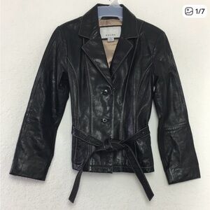 Maxima Black Leather Jacket with Belt